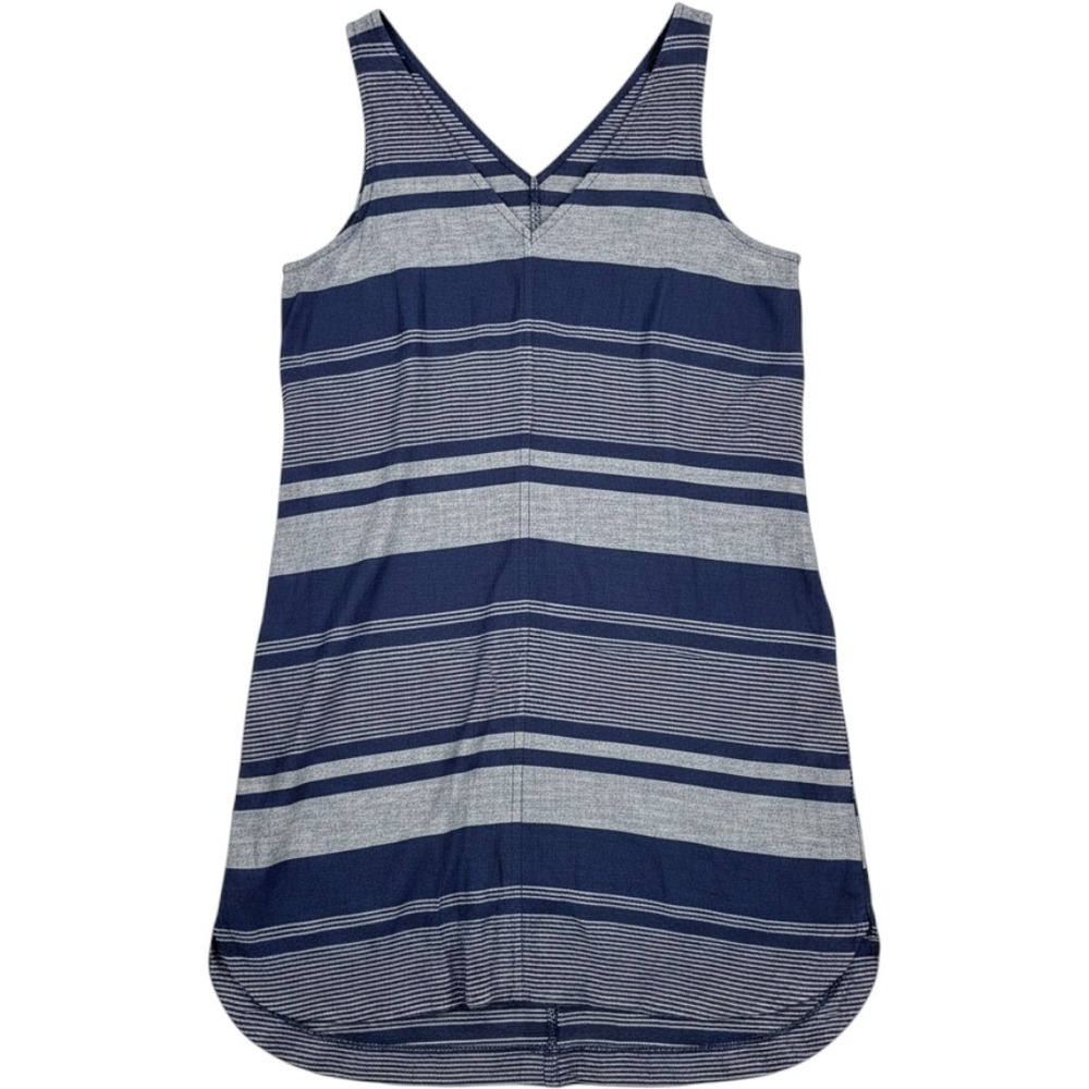Loft Outlet Striped Shift Dress Womens Small Blue Linen Blend V-Neck Sleeveless